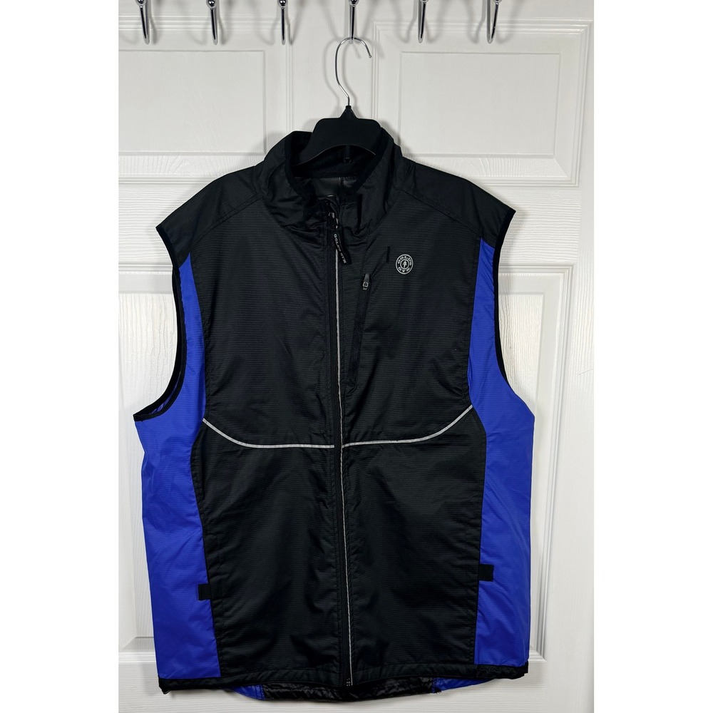 Golds Gym Mens Reflective Running Cycling Vest Black Blue L/XL GG10MT5001LG